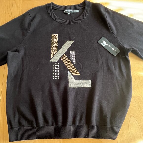 KARL LAGERFELD Paris Women's Sweater XL Blk L3ZSS770 - Picture 1 of 5